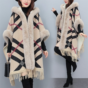 芷墨时尚简约气质韩版斗篷外套中长款连帽显高显瘦加厚针织大衣女,女装毛呢外套,芷墨服饰