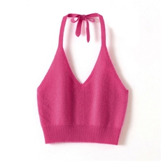 2025年秋季新款系绳针织羊绒抹胸吊带背心时尚休闲通勤百搭，女装背心吊带，金暖绒