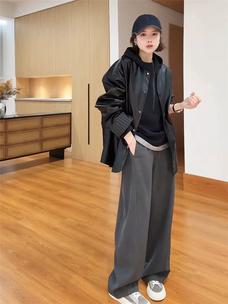 2025年秋季宽松型单件长袖圆领时尚百搭通勤简约休闲,女装短外套,泰合衣坊