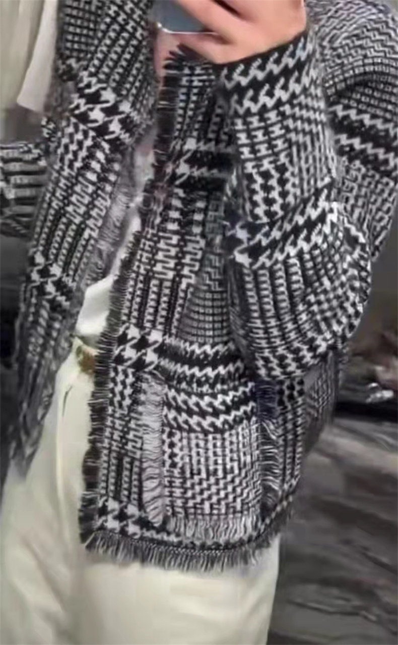 秋冬款针织羊毛开衫女圆领小香风宽松羊绒毛衣外套流苏针织上衣,女装羊毛衫,聚奥羊绒