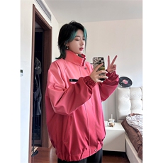 港风大码渐变宽松百搭立领夹克外套男女XZ213-JK-P108控128，男装夹克，星座213