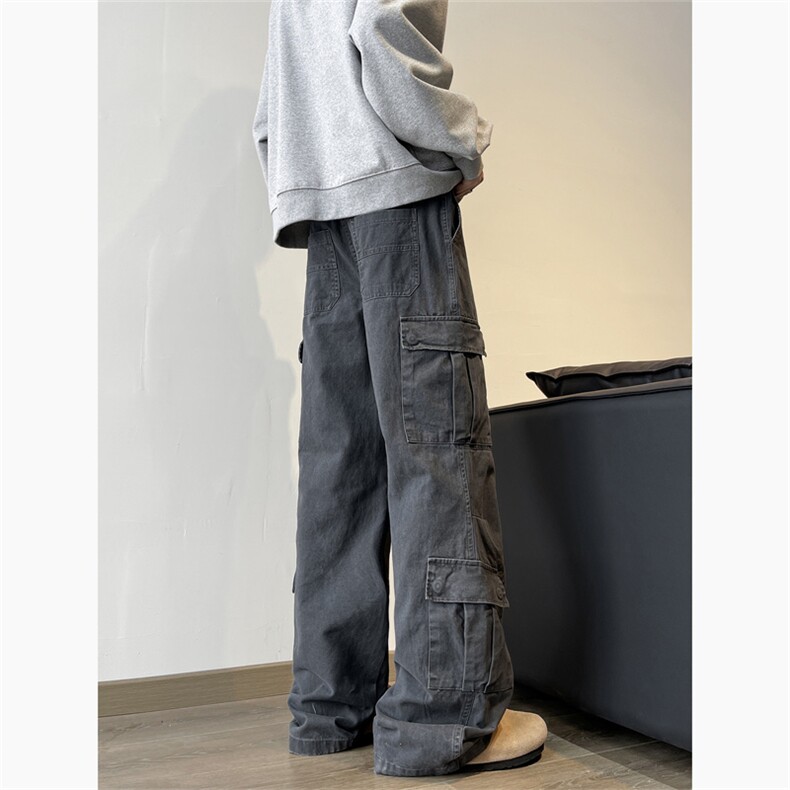 工装裤男美式复古水洗休闲裤做旧灰色伐木工装裤男装GKB4522-P55，男装休闲裤，星座302B-2