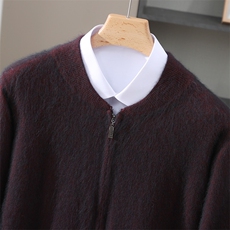2025秋冬百搭时尚简约圆领长袖半开拉链针织衫，女装针织衫/毛衣，冬贝尔貂绒