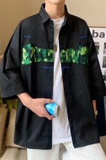 1港风短袖衬衫女七分袖衬衫男大码中性风网红短袖QCS8722P45控59，男装衬衫，星座226-2