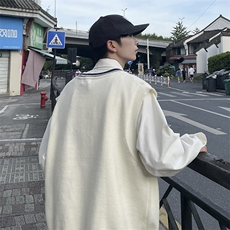 学院风V领针织背心男搭坎肩韩版bf宽松情侣毛衣马甲MY0201-P45，男装针织衫/毛衣，星座308B-1