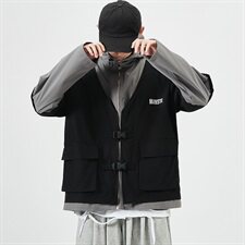 2021日系秋季新款男士宽松假两件休闲外套男夹克外套JK66/P75，男装夹克，星座608A