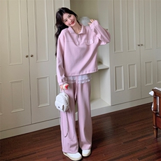【现货】2026秋装蕾丝花边粉色运动套装2C056-6886-P165控228，女装套装/套裙，2C056