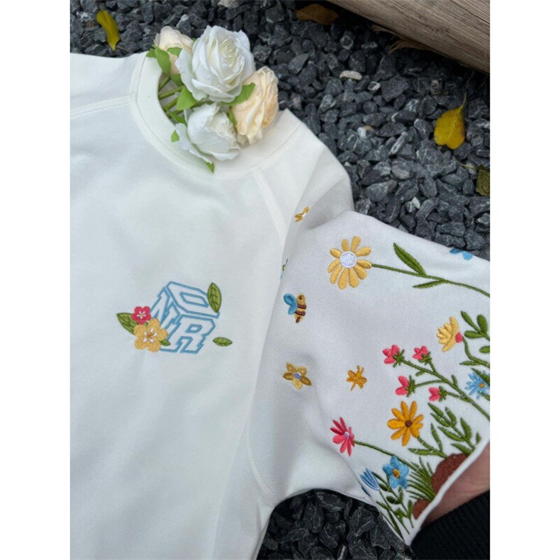 【有货】BK902CC-特P33花卉刺绣圆领短袖T恤男女,男装T恤,星座1007（原301D）