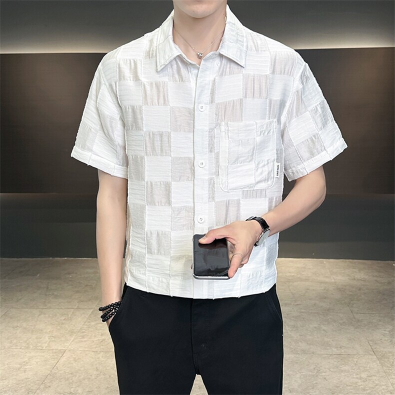 男士短袖衬衫高级感定制面料冰丝透气档口大货C317-C805-P55,男装衬衫,电商C317