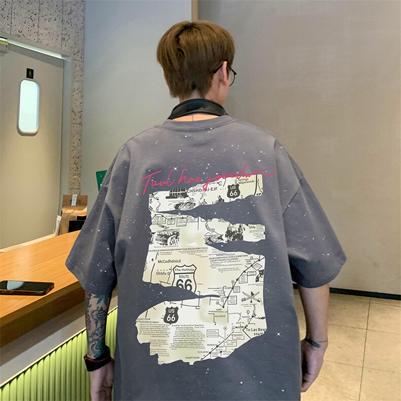 量大优供抖音视频支持得物配合二开美式满天星亮片短袖T恤MTX380,男装T恤,电商A486