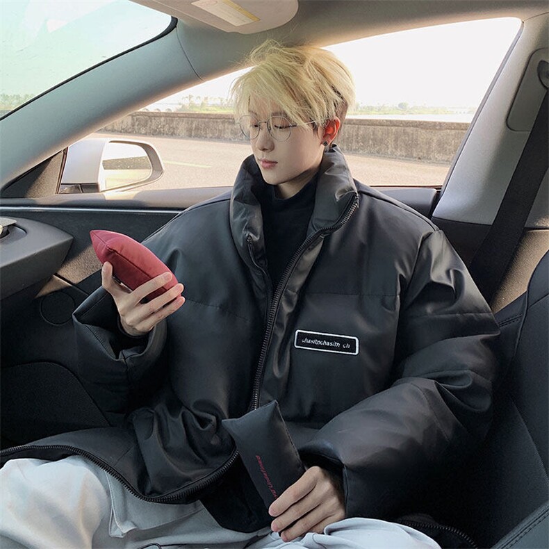 PU皮棉衣男冬季新款港风立领宽松休闲棉服学生面包服MF8603-P85图片