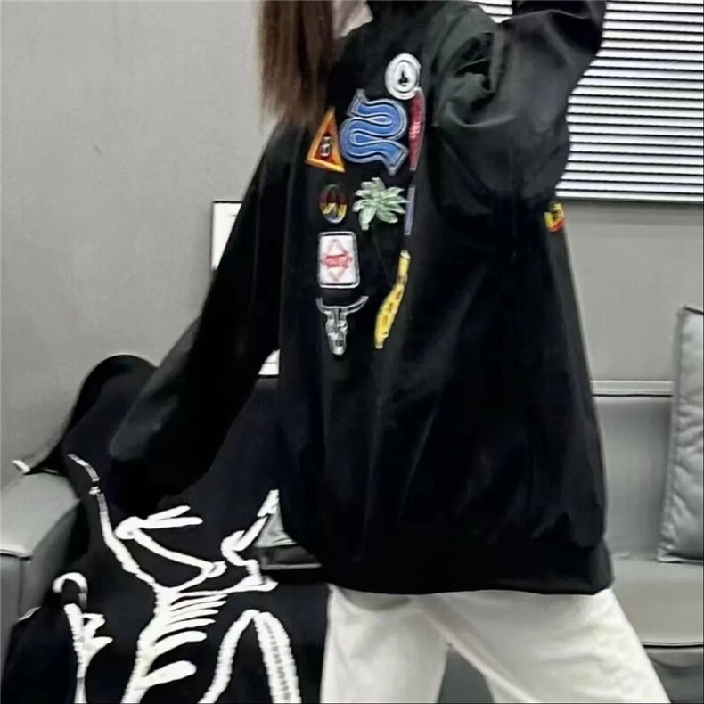 秋冬常规复古徽章潮牌刺绣棒球服男女情侣外套宽松夹克上衣潮,男装夹克,星座506A