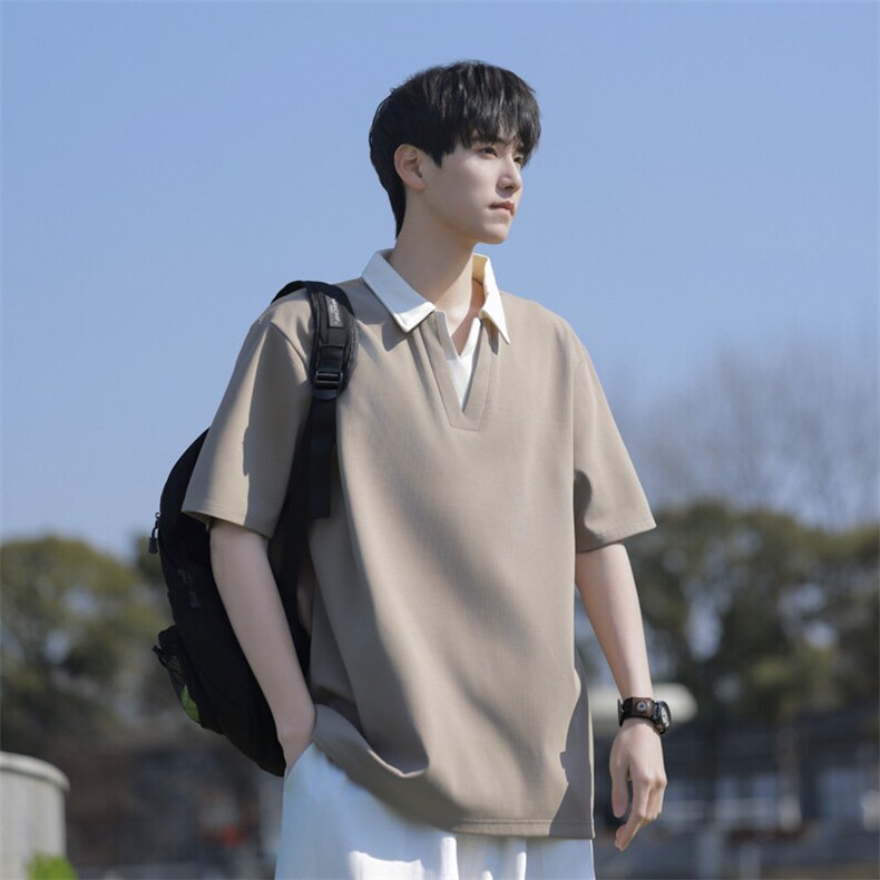 夏季大码公版拼色翻领POLO衫男休闲,男装Polo衫,星座1107-1