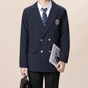 黑林社新款学院风原创dk制服男套装学生灰色西服外套西装衬衫班服图片