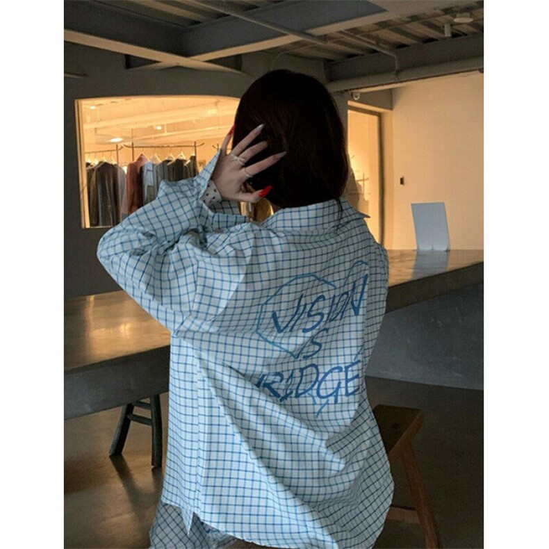 韩系少女风粉色格子衬衫外套女夏季字母印花polo领防晒衫C4122,男装Polo衫,星座1116A（原606A-3）