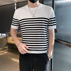 宽松型时尚潮牌日系T恤男潮流圆领夏季条纹新款长袖insS314，男装T恤，星座1116A-2（原606A-1）
