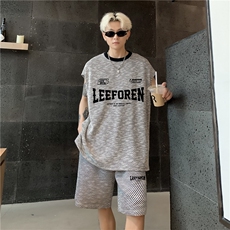 夏季大码一套时尚运动套装美式坎肩背心短裤两件套装潮牌特P55，男装休闲套装，电商C307A