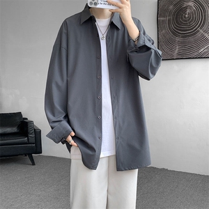 衬衫男2025春季新款港风宽松纯色长袖衬衣CY008-P30图片
