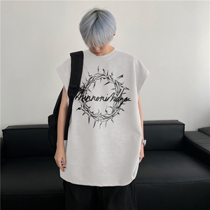 夏季新款抖音直播高品质麂皮绒印花宽松背心bxjp363-特批19控38图片