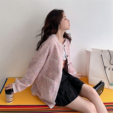 现货新增粉色秋装小香风外套8148A-CS549，女装短外套，金十上