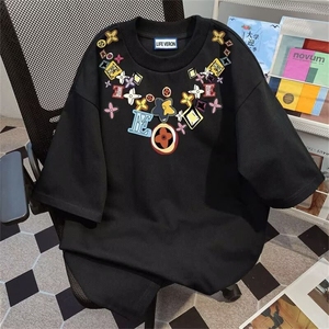 复古潮牌夏季t恤短袖男新款青少年圆领印花个性时尚上衣GA528 P19图片