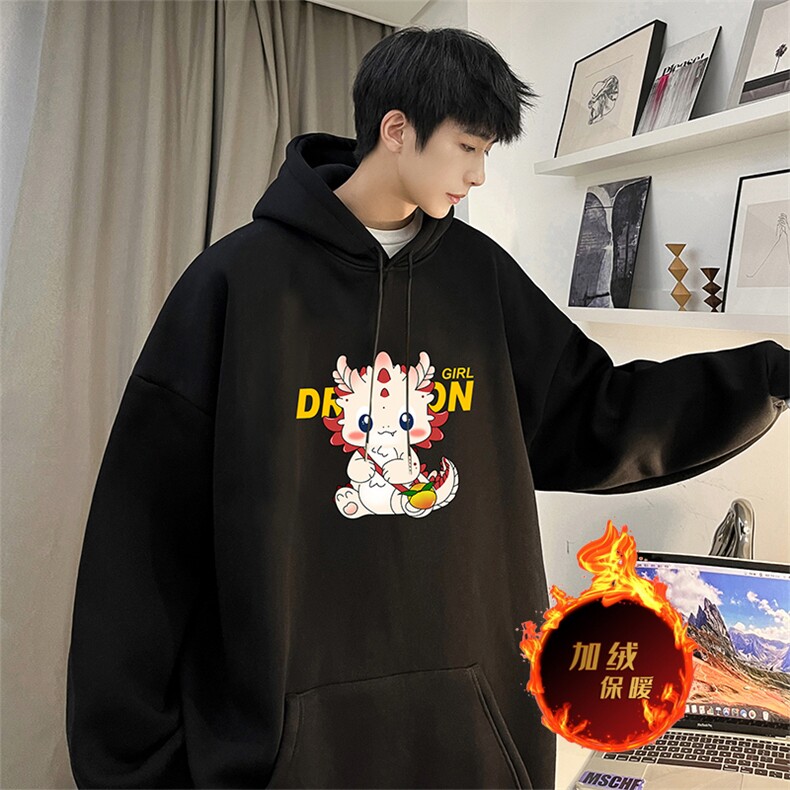 龙年卫衣冬季美式加绒加厚卫衣外套DL1725常规特P35加绒特40,男装卫衣,电商A486
