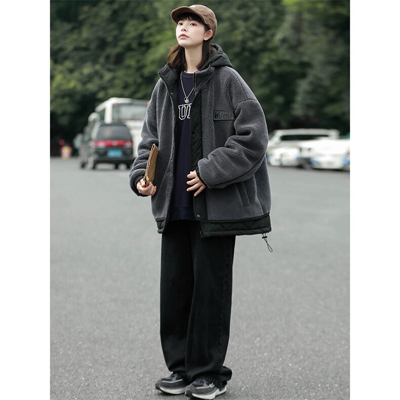 2024冬款中性羊羔绒棉服加绒宽松棉衣外套男女8336-P130控价178,男装棉衣,电商A441-1