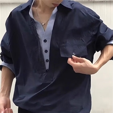 【006】休闲长袖衬衫男士新款宽松衬衣寸衣A079-H2509-P42，男装衬衫，电商A079