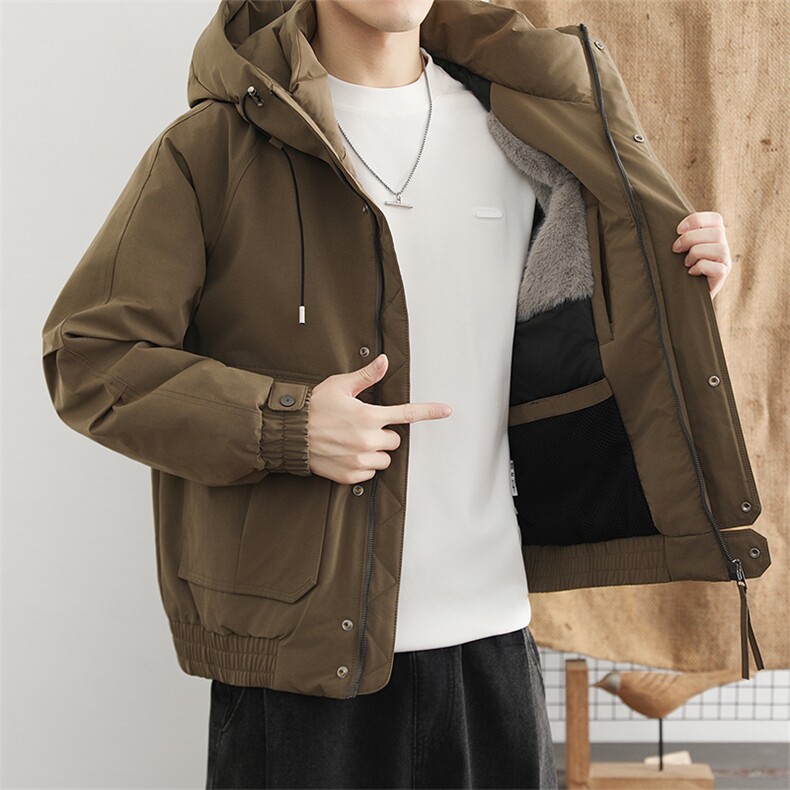 羽绒服2025秋冬季外套男潮流休闲百搭工装外套高端白鸭绒,男装羽绒服,星座914
