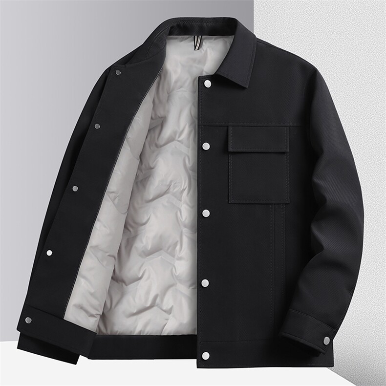 新款休闲时尚工装轻薄羽绒服夹克衫男士抗皱短款翻领羽绒服外套潮图片