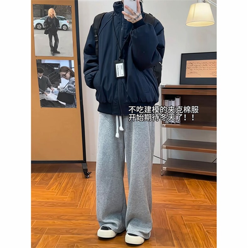 潮牌美式解构立领棒球服棉衣男秋冬中性风保暖棉服A3699特p68,男装棉衣,四季星座1118-1