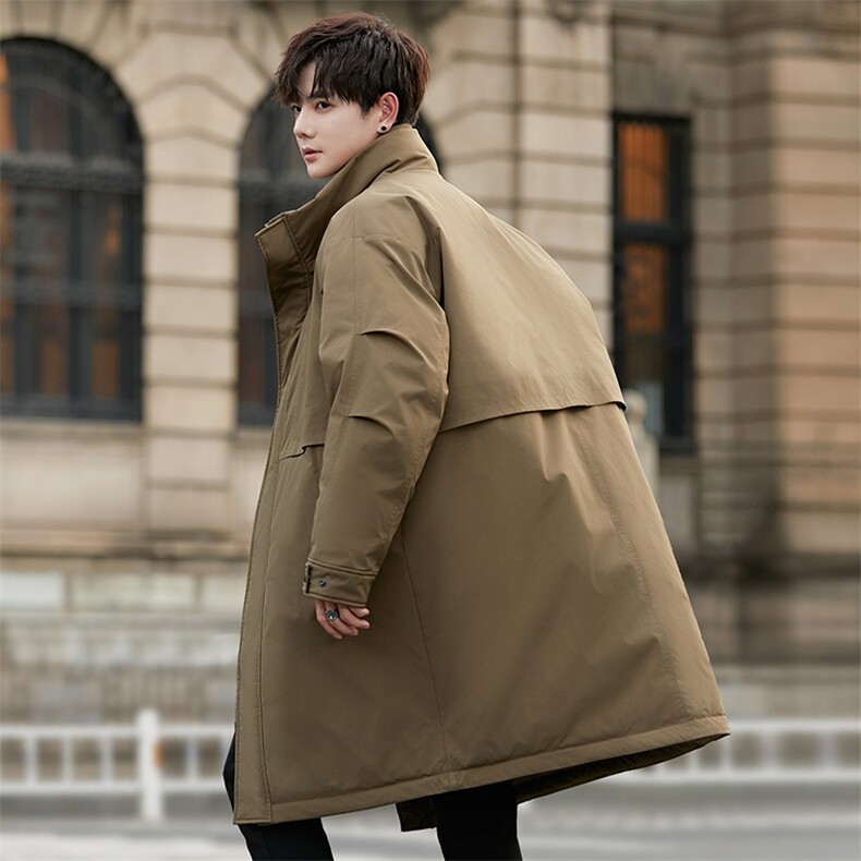 2025新款冬季中长款纯色连帽风衣羽绒服075P510,男装风衣,电商A355（原A415）