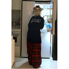 美式复古设计感拼色格子抽绳休闲裤百搭阔腿拖地长裤男女K5391，男装休闲裤，星座1116A（原606A-3）