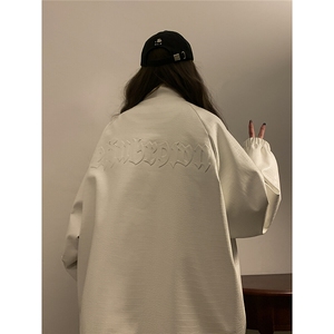大码pu皮衣夹克钢印美式女复古oversize显瘦设计感情侣机车外套秋图片