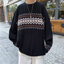 针织衫圆领印花韩版时尚2024秋冬新款毛衣男A161-2-MY88022-P65，男装针织衫/毛衣，电商A161-2