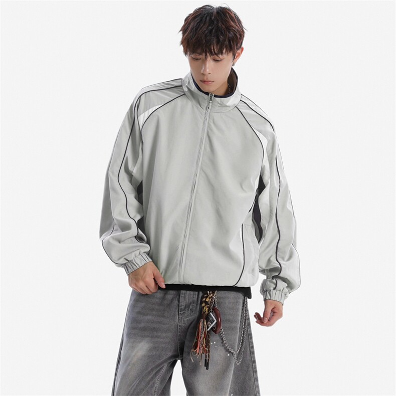 潮牌美式撞色拼接运动立领外套男宽松百搭夹克JK01572-P75,男装夹克,星座308B-2