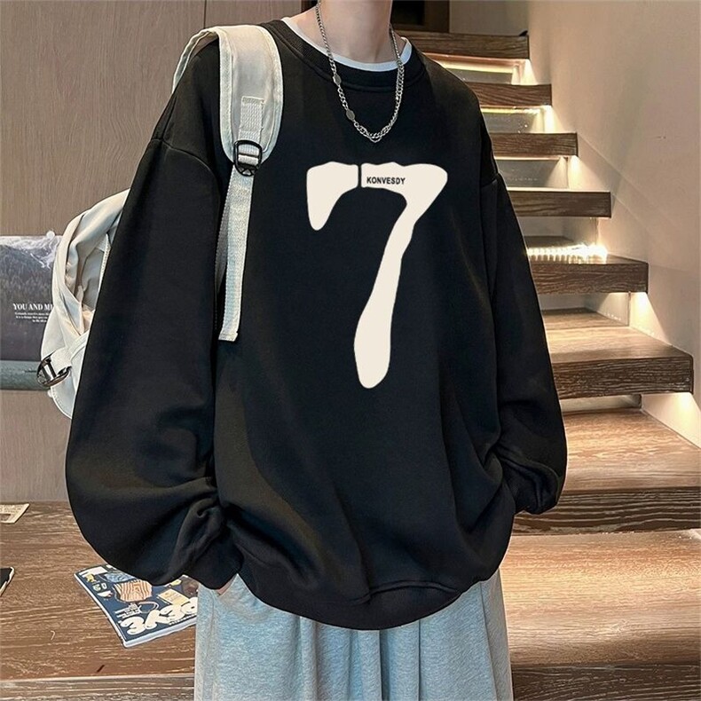 男圆领卫衣秋冬季新款宽松潮牌百搭休闲秋装上衣WY121-P34,男装卫衣,星座208-5