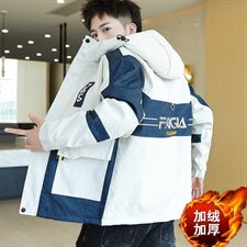 冬季牛仔棉服男模特加厚夹克风衣保暖外套工装棉衣粉色866加绒，男装夹克，星座1207