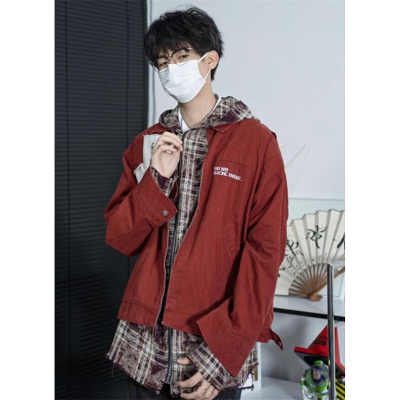 复古拉链夹克男春秋季潮牌高街宽松休闲百搭水洗翻领外套J211,男装夹克,星座1116A（原606A-3）