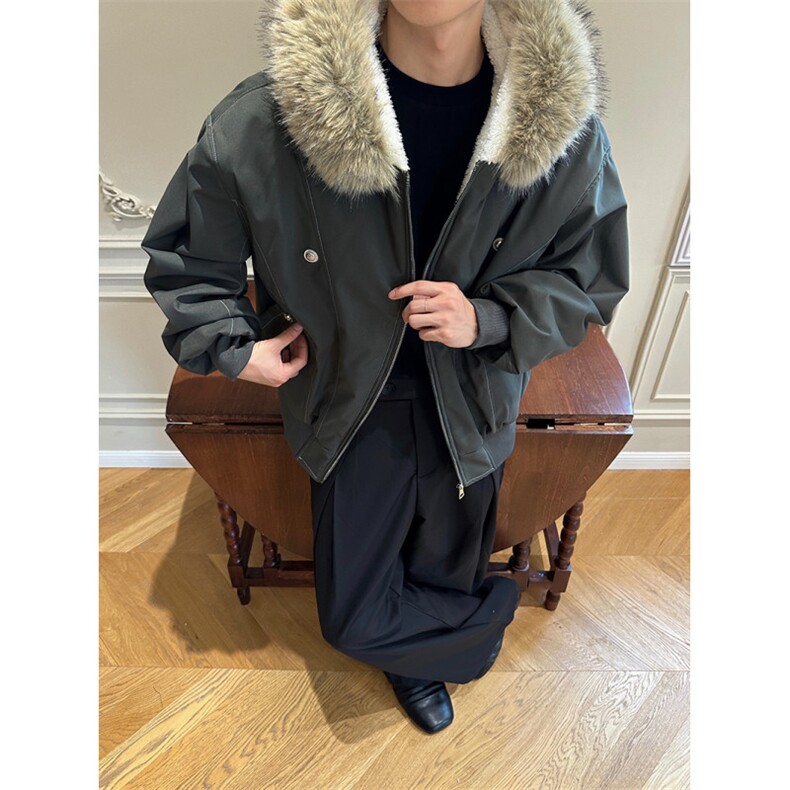517A-8-Y92-P88毛领可拆卸加棉毛绒内胆高品质派克服情侣棉衣外套图片