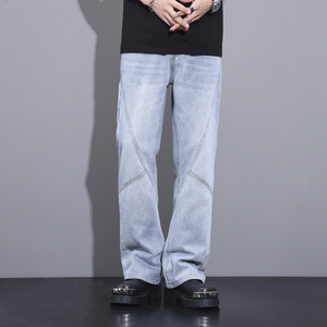 设计垂感微喇叭休闲裤男春夏季直筒宽松坠感阔腿长裤子7006-P55图片