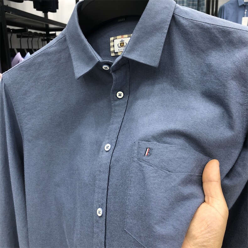 FN823816钱塘2020-1夏季新款男士纯色长袖衬衣纯棉休闲衬衫P70,男装衬衫,钱塘207-1
