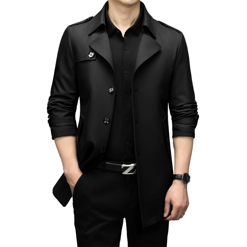 GDN-F2128春秋新款男士风衣大翻领商务领导服男装纯色外套,男装风衣,电商B360