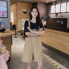 背带裤女2021夏新款韩版宽松显瘦薄款阔腿裤套装小个子，女装套装/套裙，雅佳俏