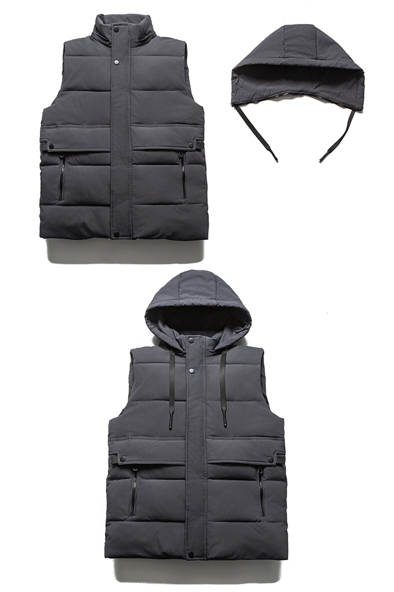 现货可拆卸帽子棉马甲,男装背心/马甲,电商A105