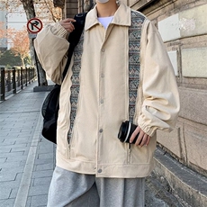 灯芯绒外套男秋冬季美式复古潮牌痞帅拼接休闲宽松翻领夹克J822，男装夹克，星座1116A-1（原606A）