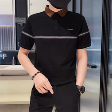 2025夏季新款织带设计短袖T恤时尚潮流翻领Polo衫B9712-P48，男装T恤，电商D342
