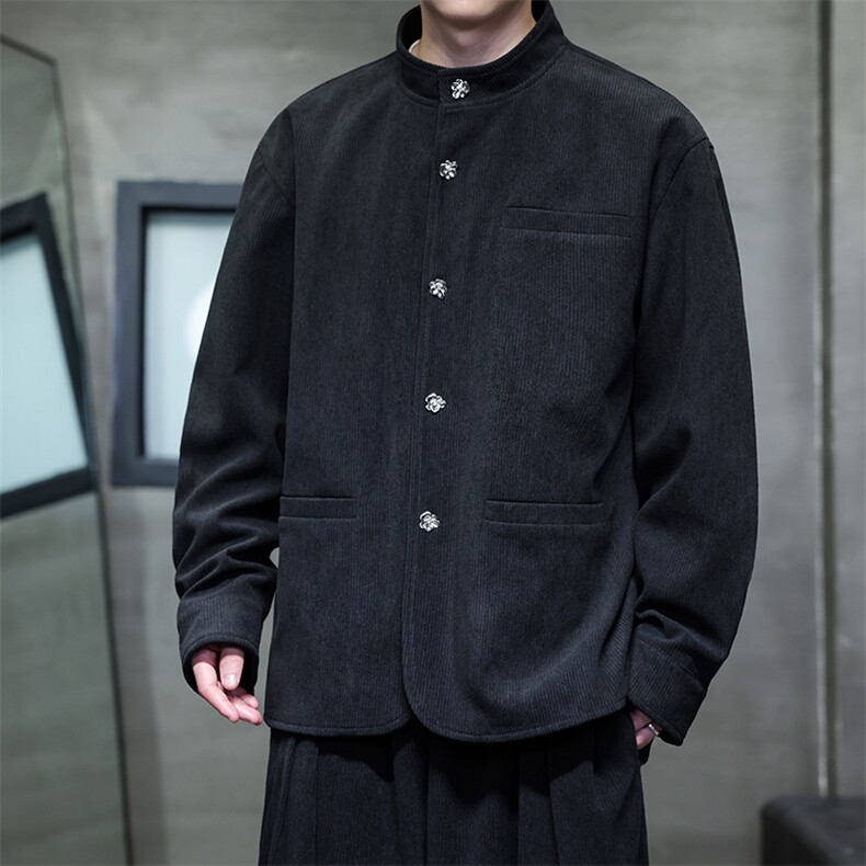 2025秋季新款男士夹克中式立领加厚灯芯绒外套JK2518-P110控158,男装夹克,电商A021