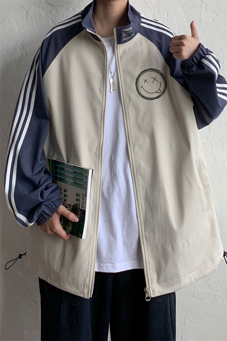 秋冬韩版潮流宽松学生夹克男立领港风外套潮男JK6101P55控68,男装夹克,电商A268A