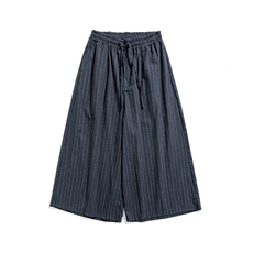 夏大码日系休闲裤条纹直筒阔腿裤棉麻裤风裙裤暗黑K333/P70，男装休闲裤，钱塘713